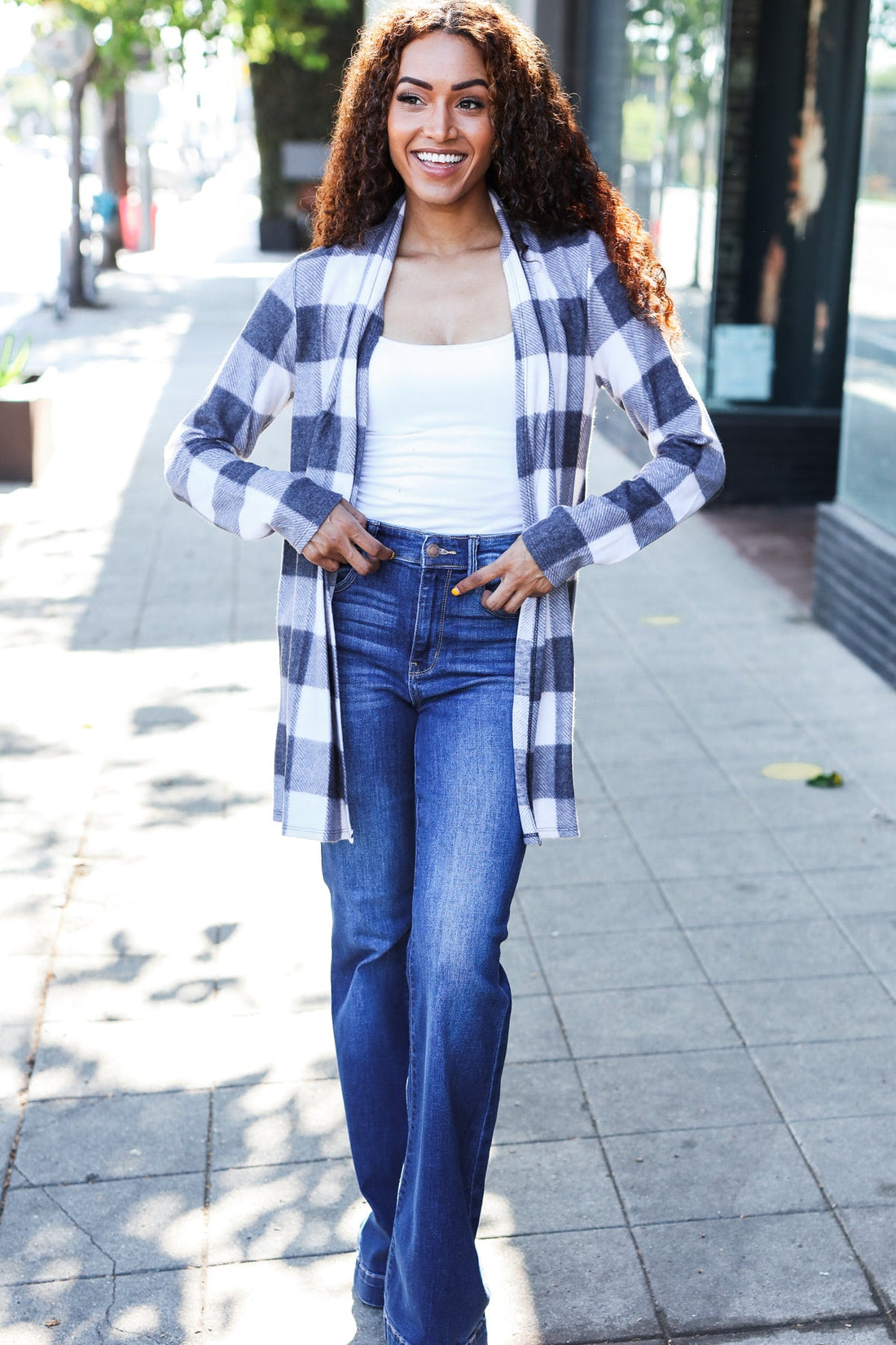 Ivory & Plaid Brushed Hacci Cardigan