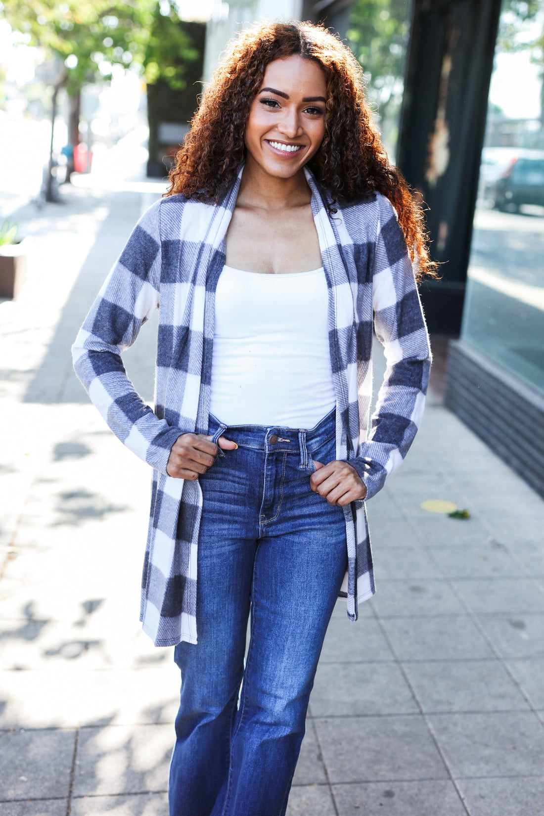 Ivory & Plaid Brushed Hacci Cardigan