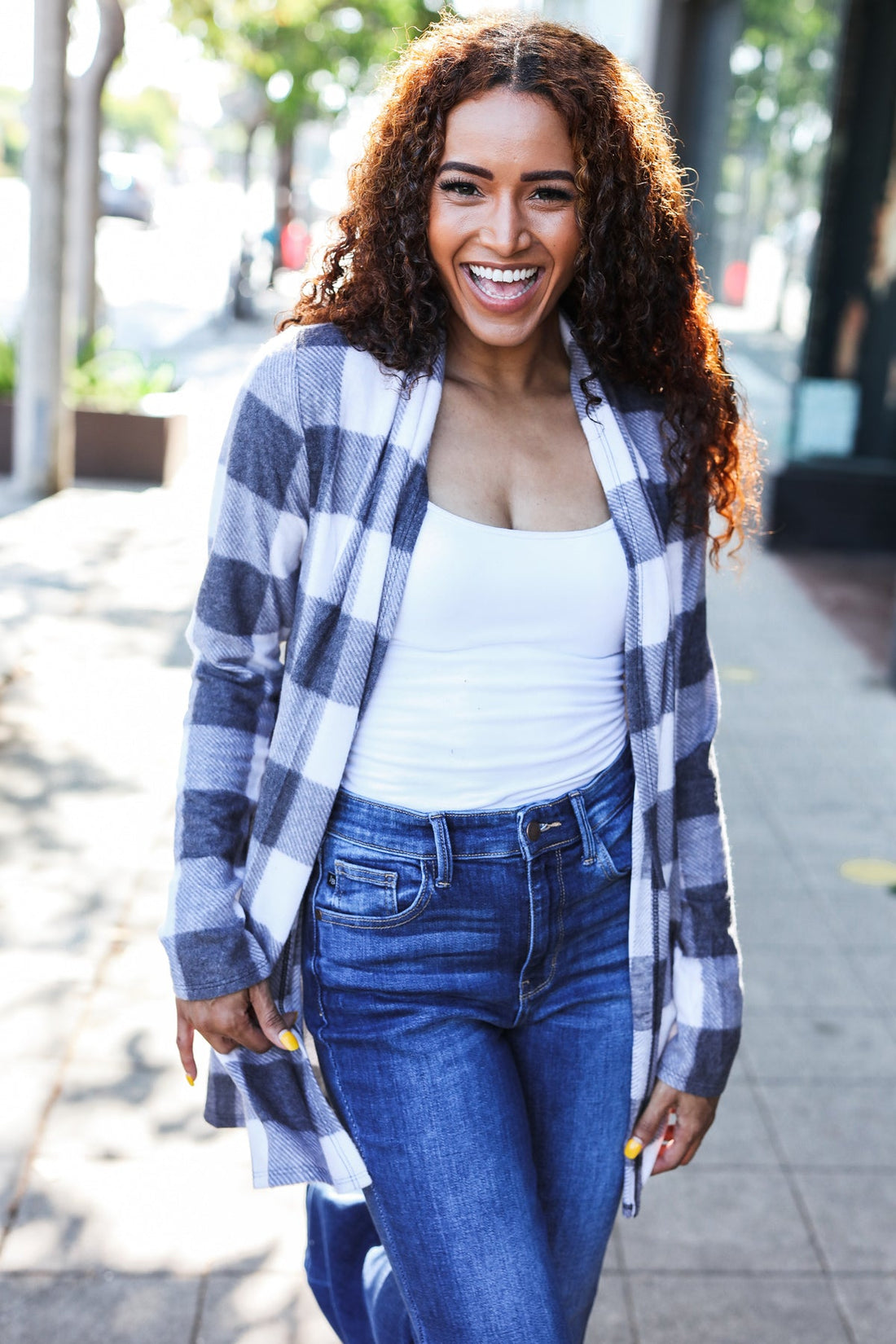 Ivory & Plaid Brushed Hacci Cardigan