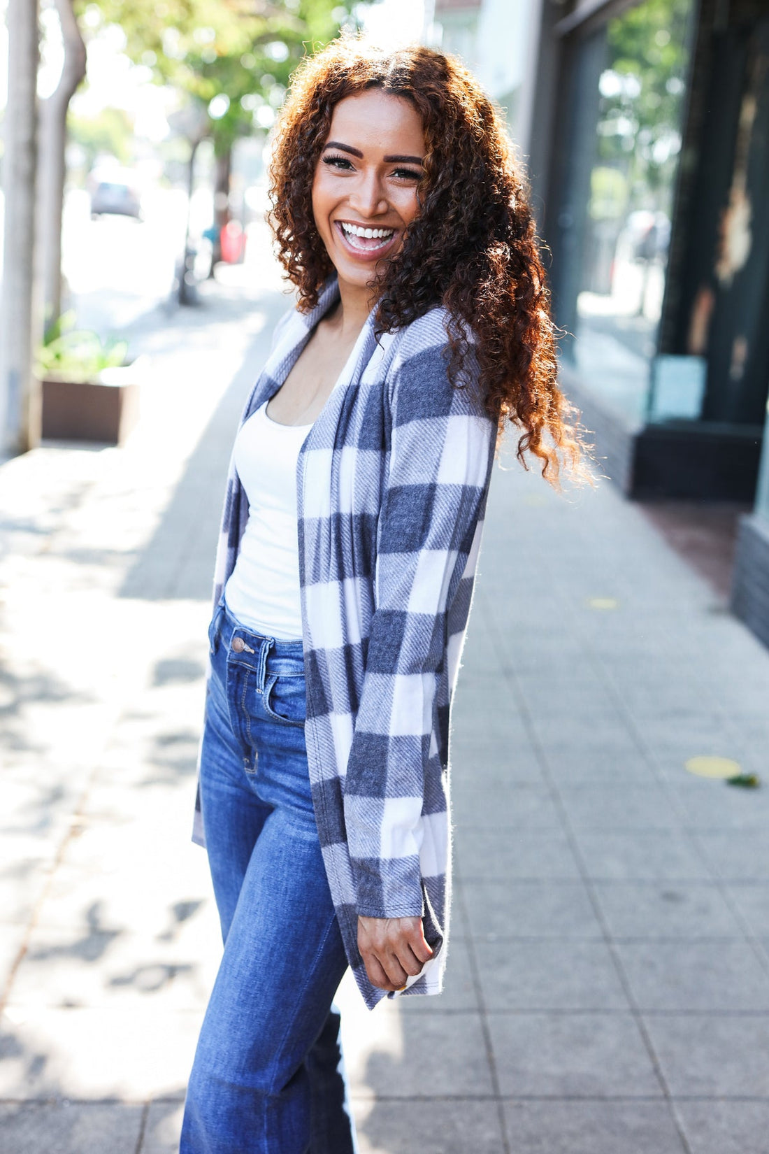 Ivory & Plaid Brushed Hacci Cardigan