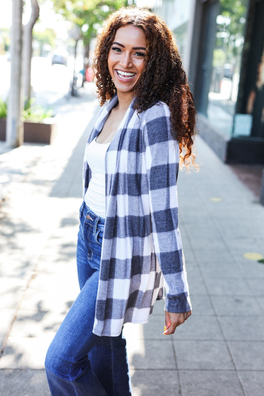 Ivory & Plaid Brushed Hacci Cardigan