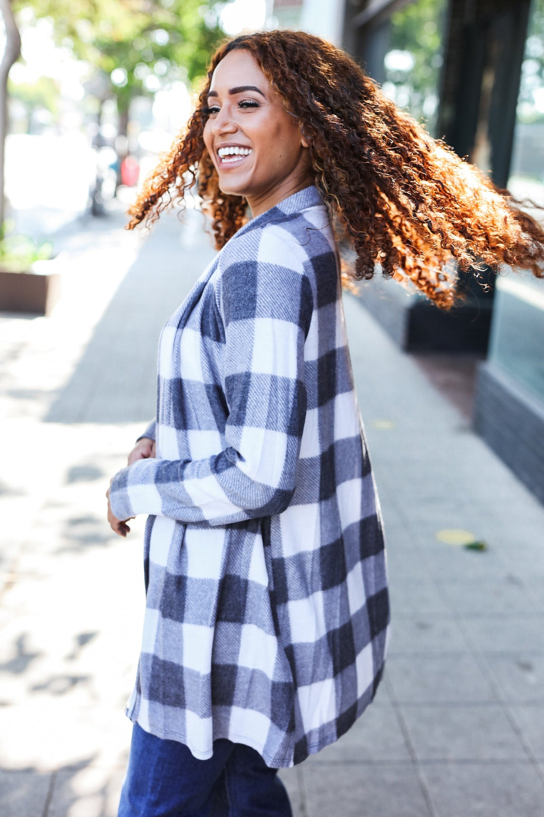 Ivory & Plaid Brushed Hacci Cardigan