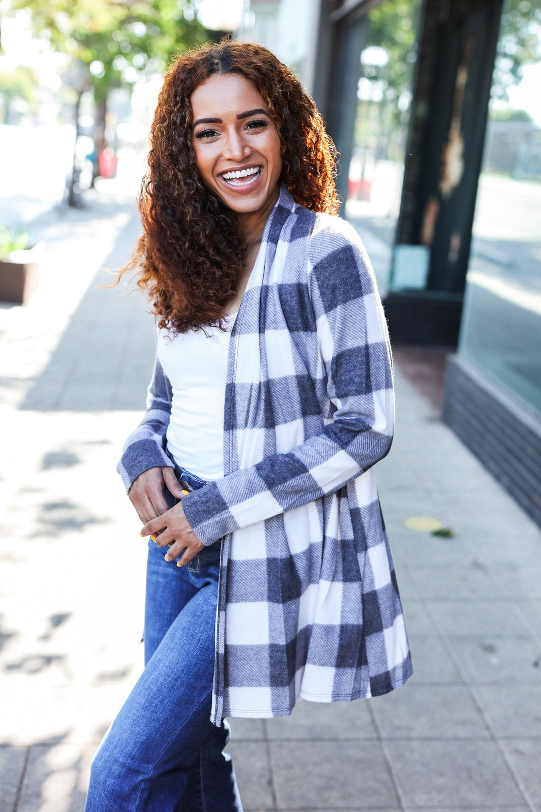 Ivory & Plaid Brushed Hacci Cardigan