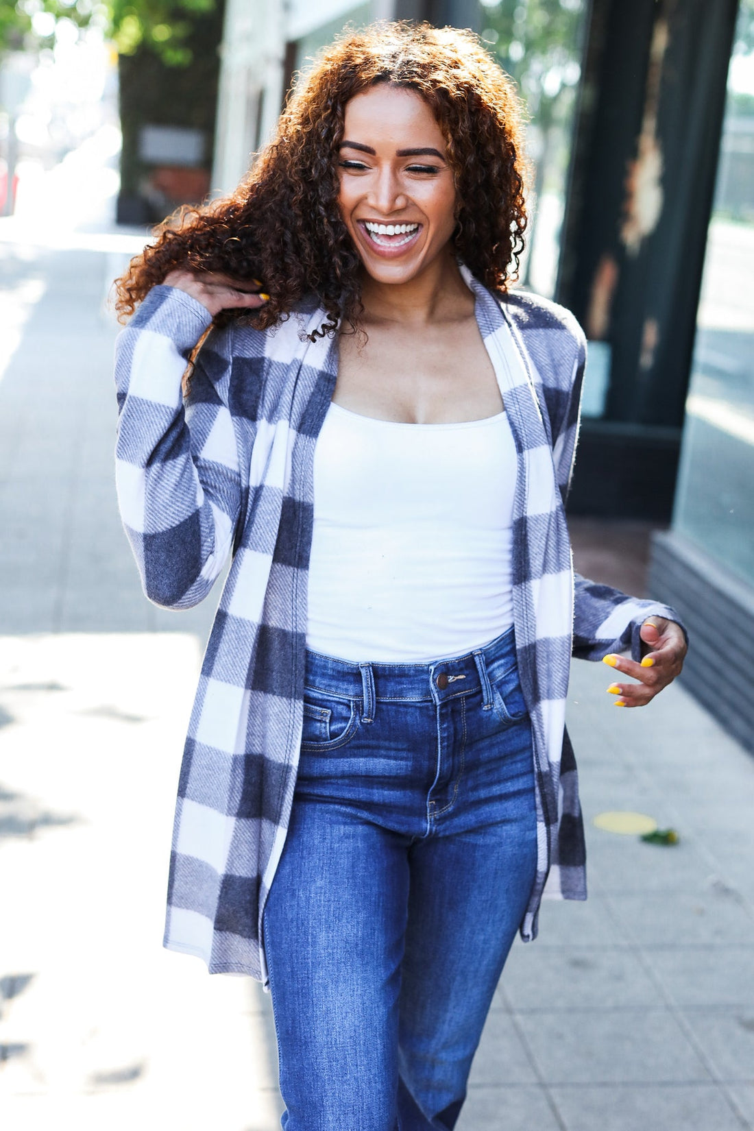 Ivory & Plaid Brushed Hacci Cardigan