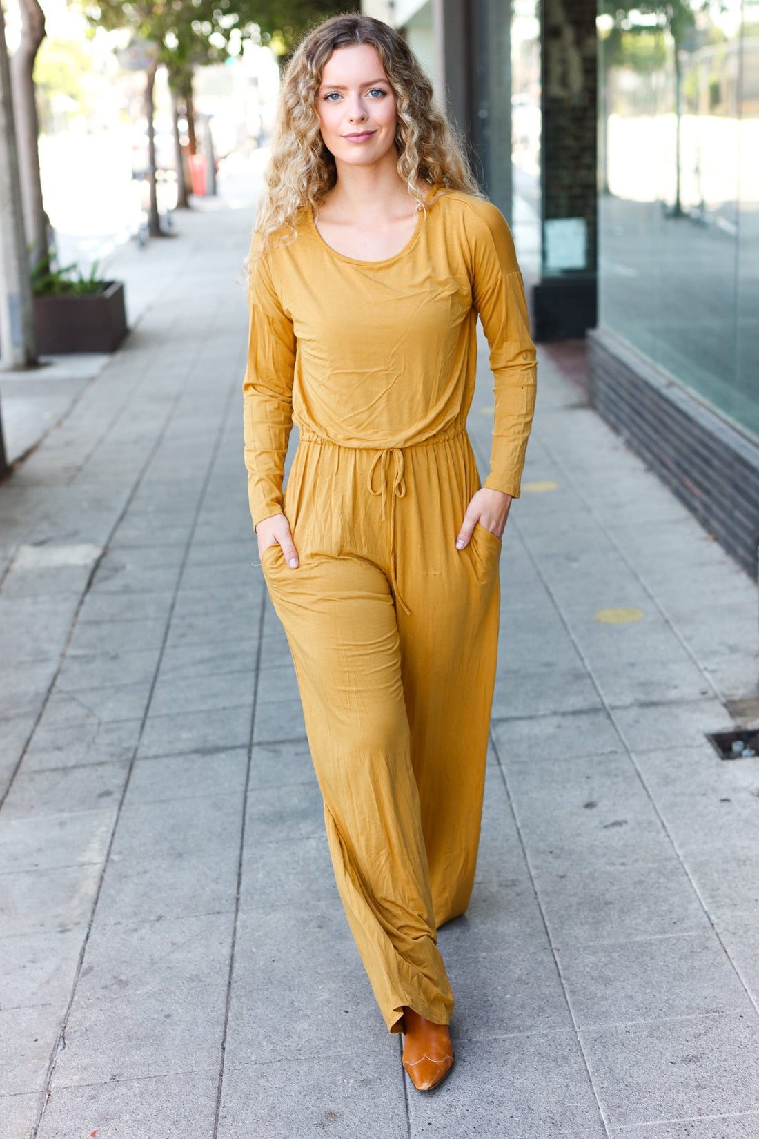 Butterscotch Solid Pocketed Jump Suit