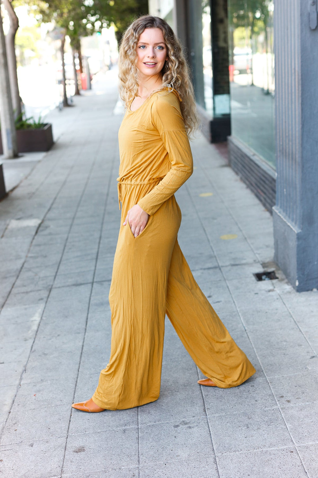 Butterscotch Solid Pocketed Jump Suit