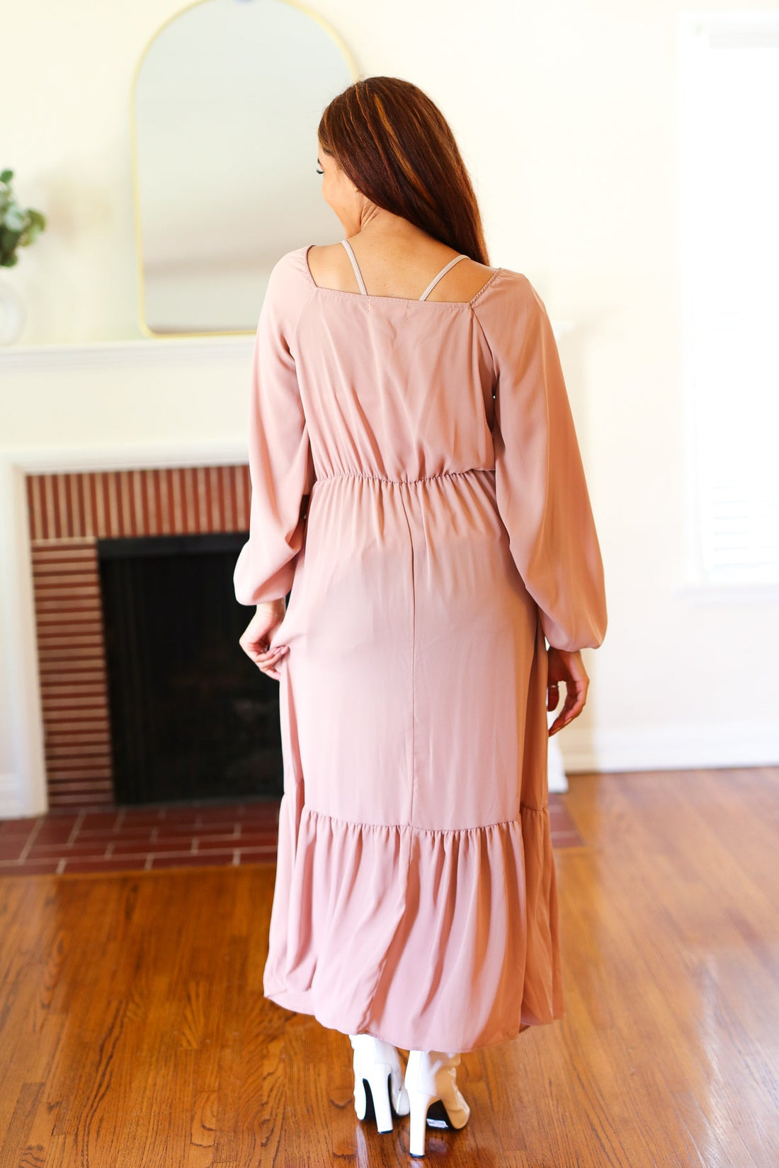 Off Mauve Woven Maxi Dress