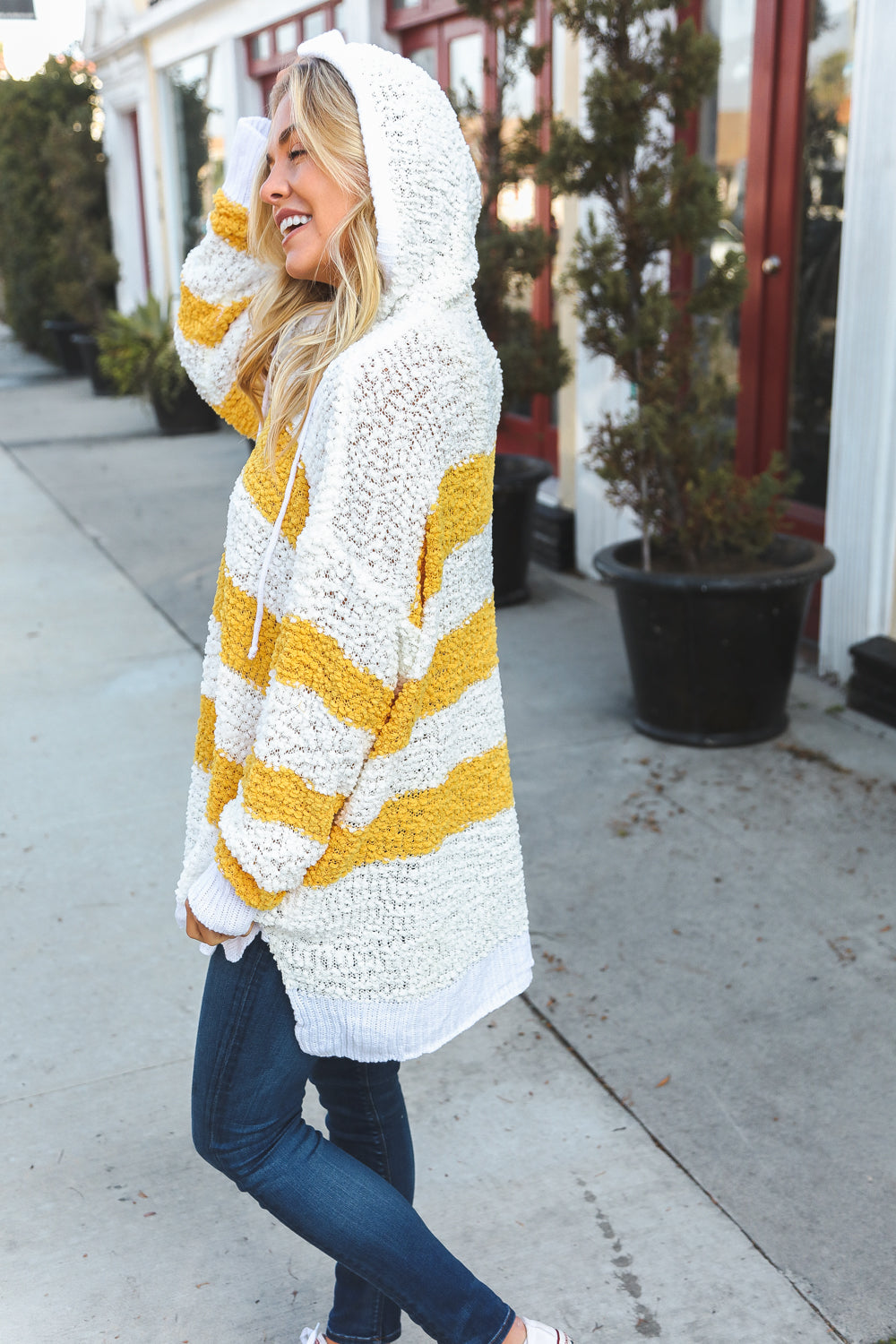 Plus Ivory & Mustard Popcorn Hoodie