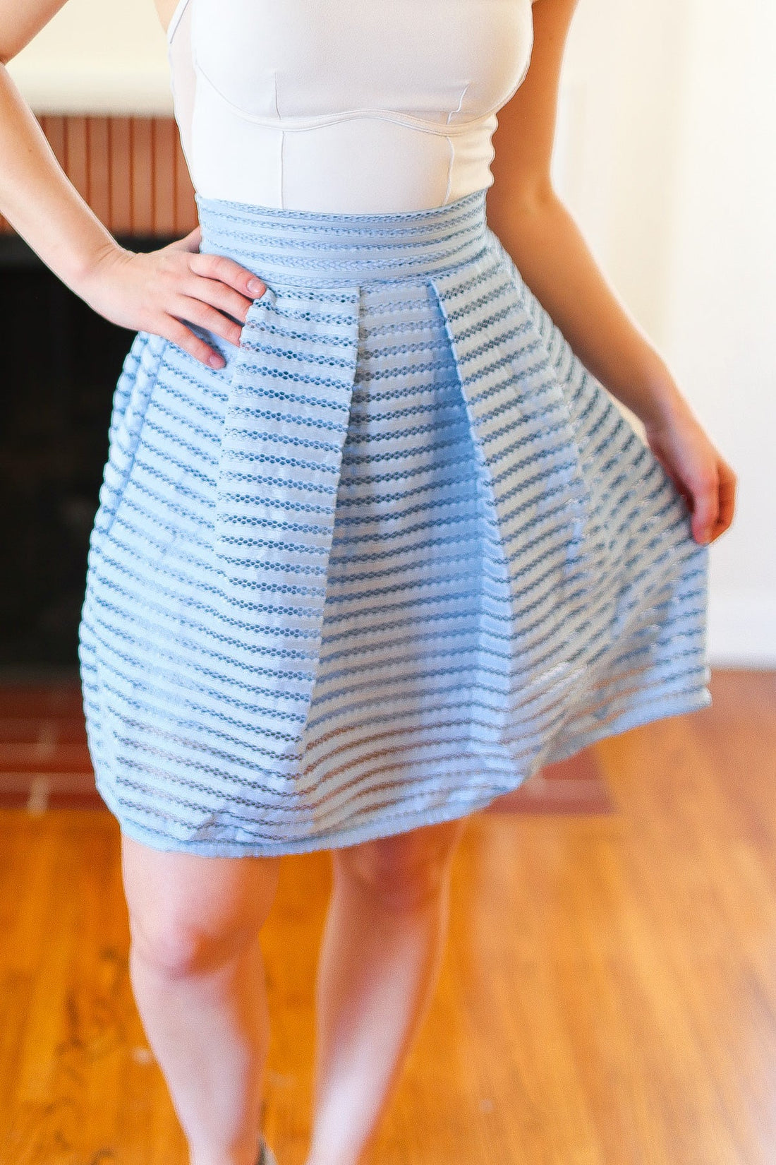 Pale Blue Lined Skirt