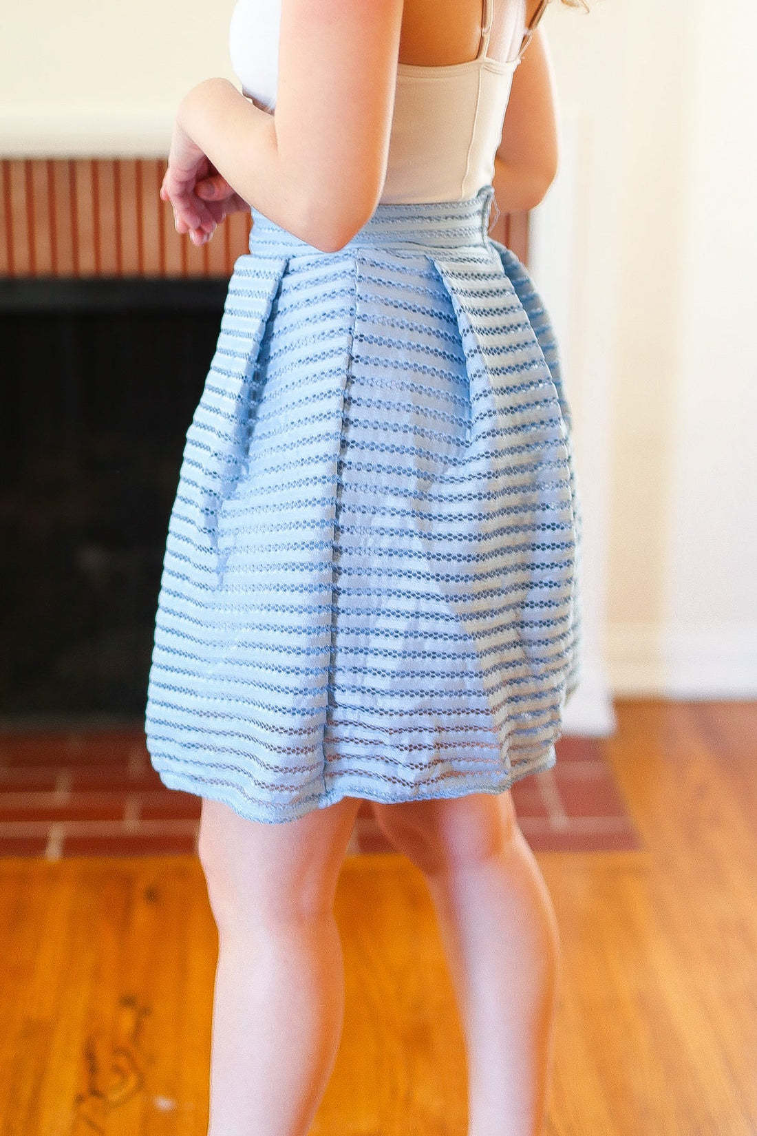 Pale Blue Lined Skirt