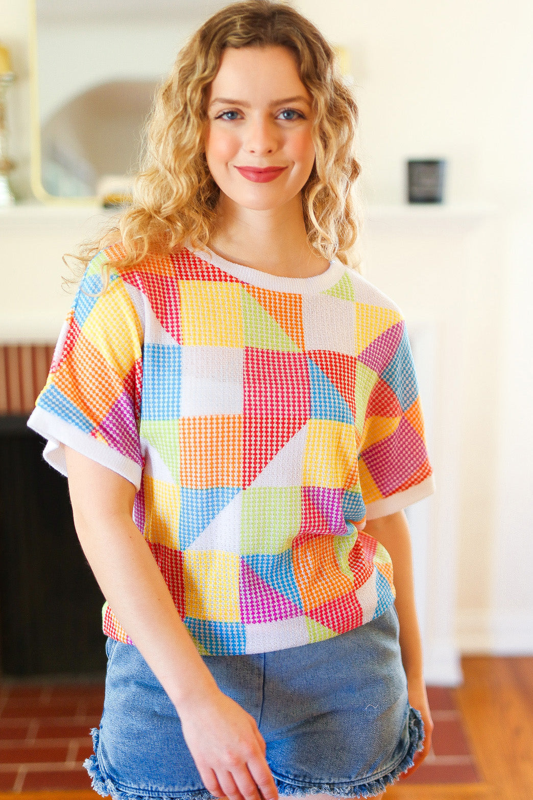 Geometric Print Multicolor Top