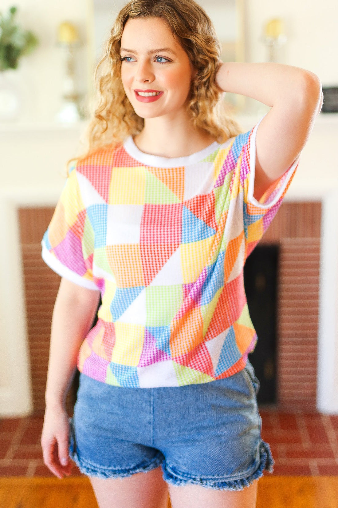 Geometric Print Multicolor Top