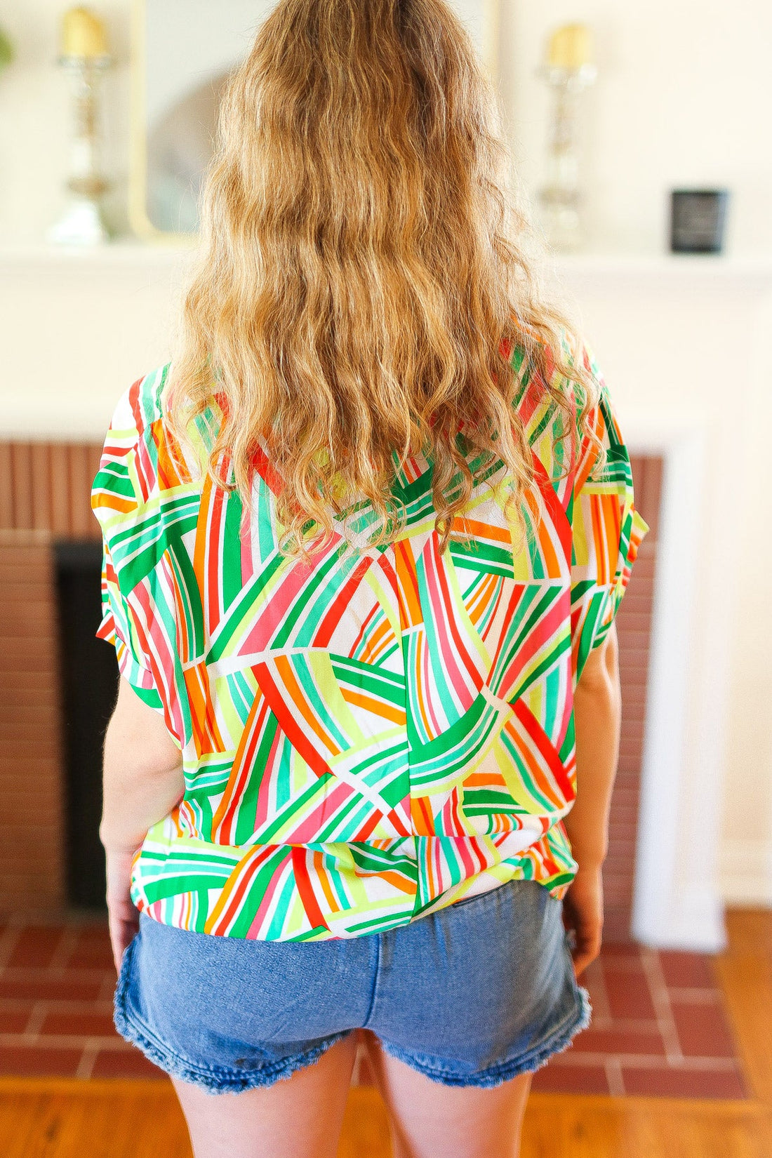 Bright Geometric Loose Fit Blouse