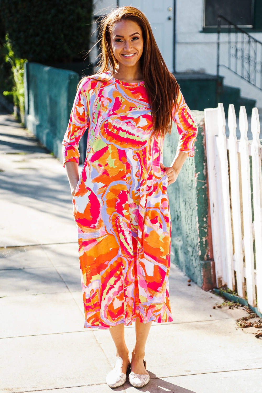 Multi Floral Abstract Print Maxi Dress