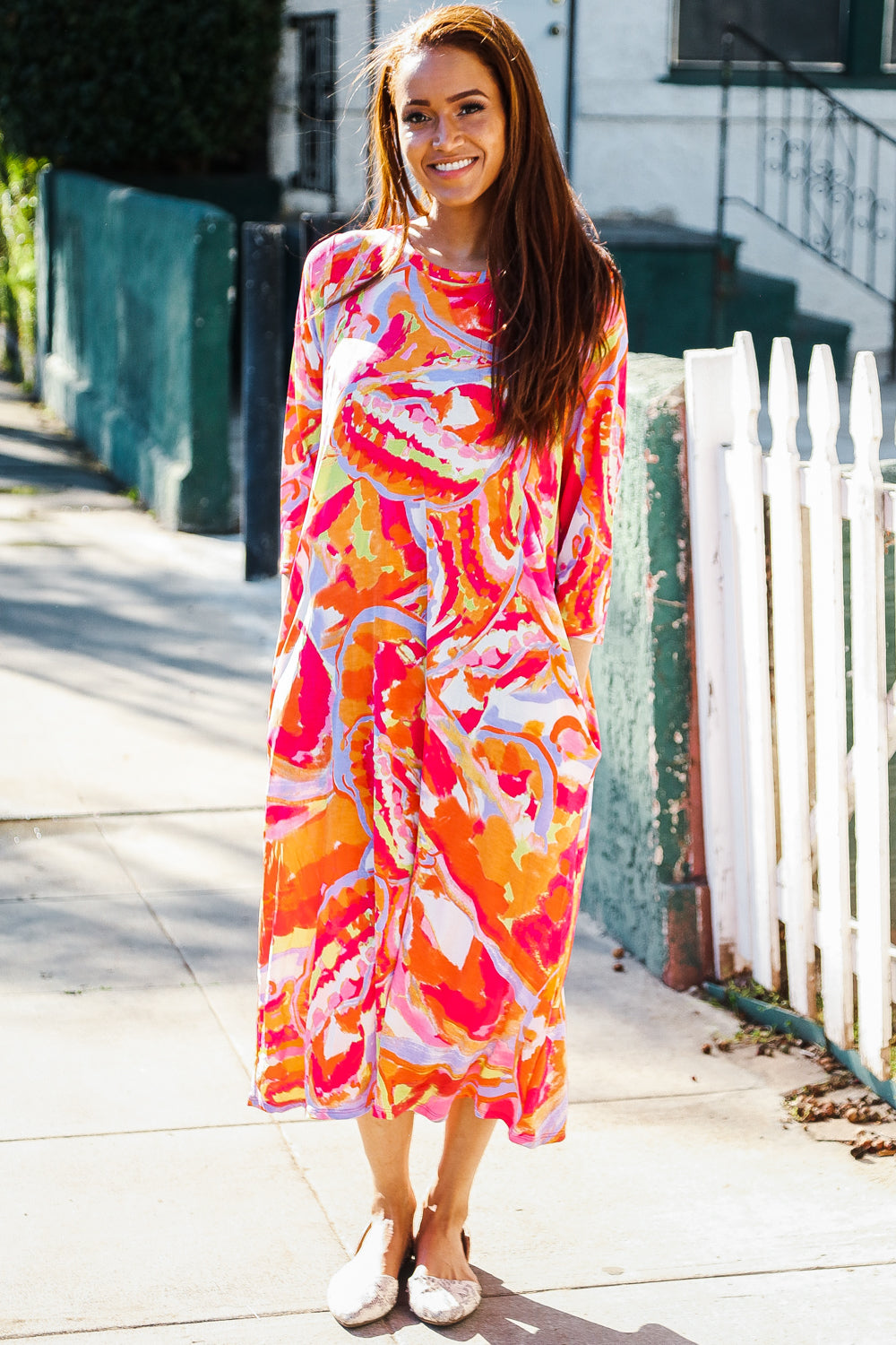 Multi Floral Abstract Print Maxi Dress