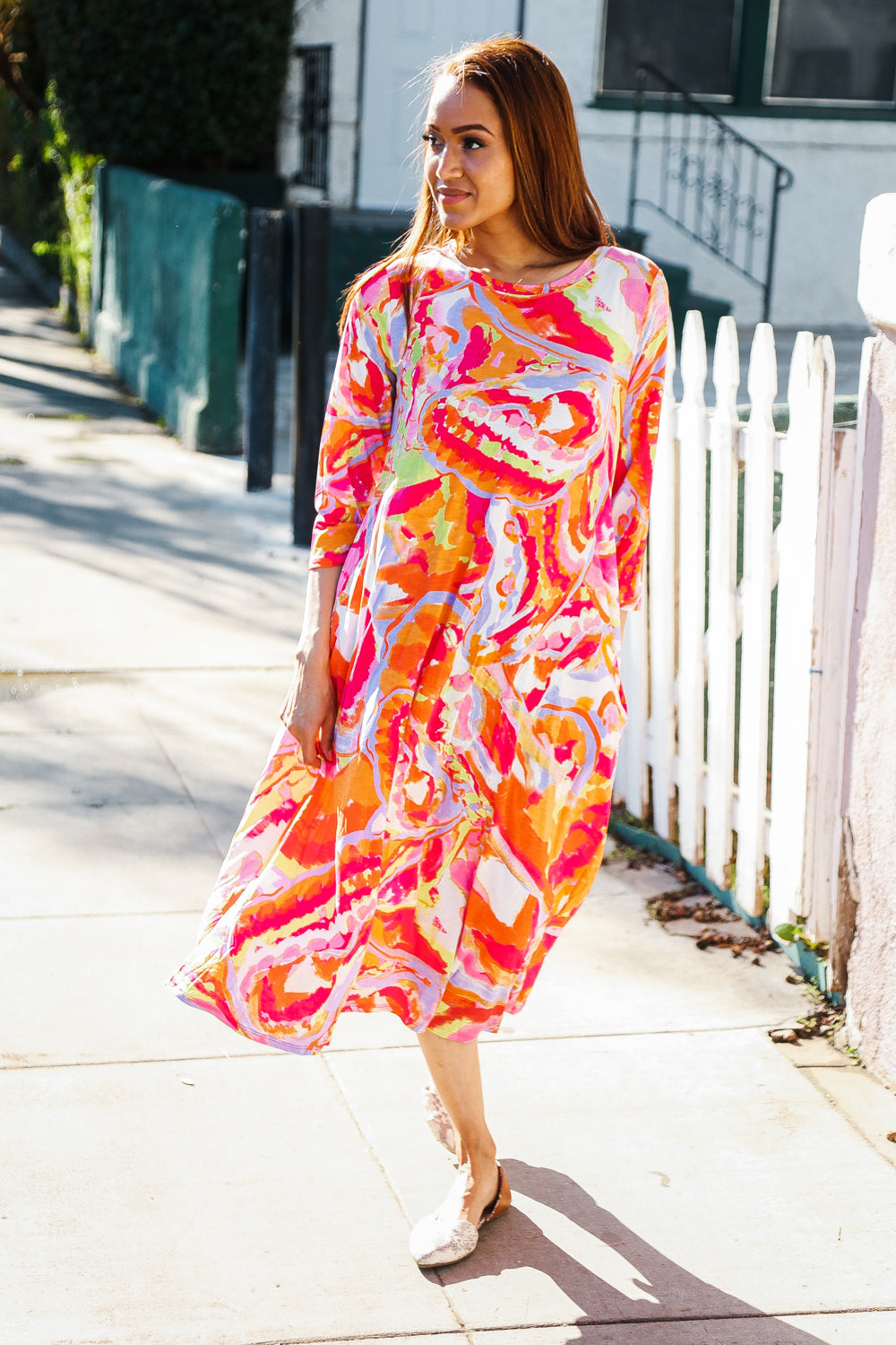 Multi Floral Abstract Print Maxi Dress