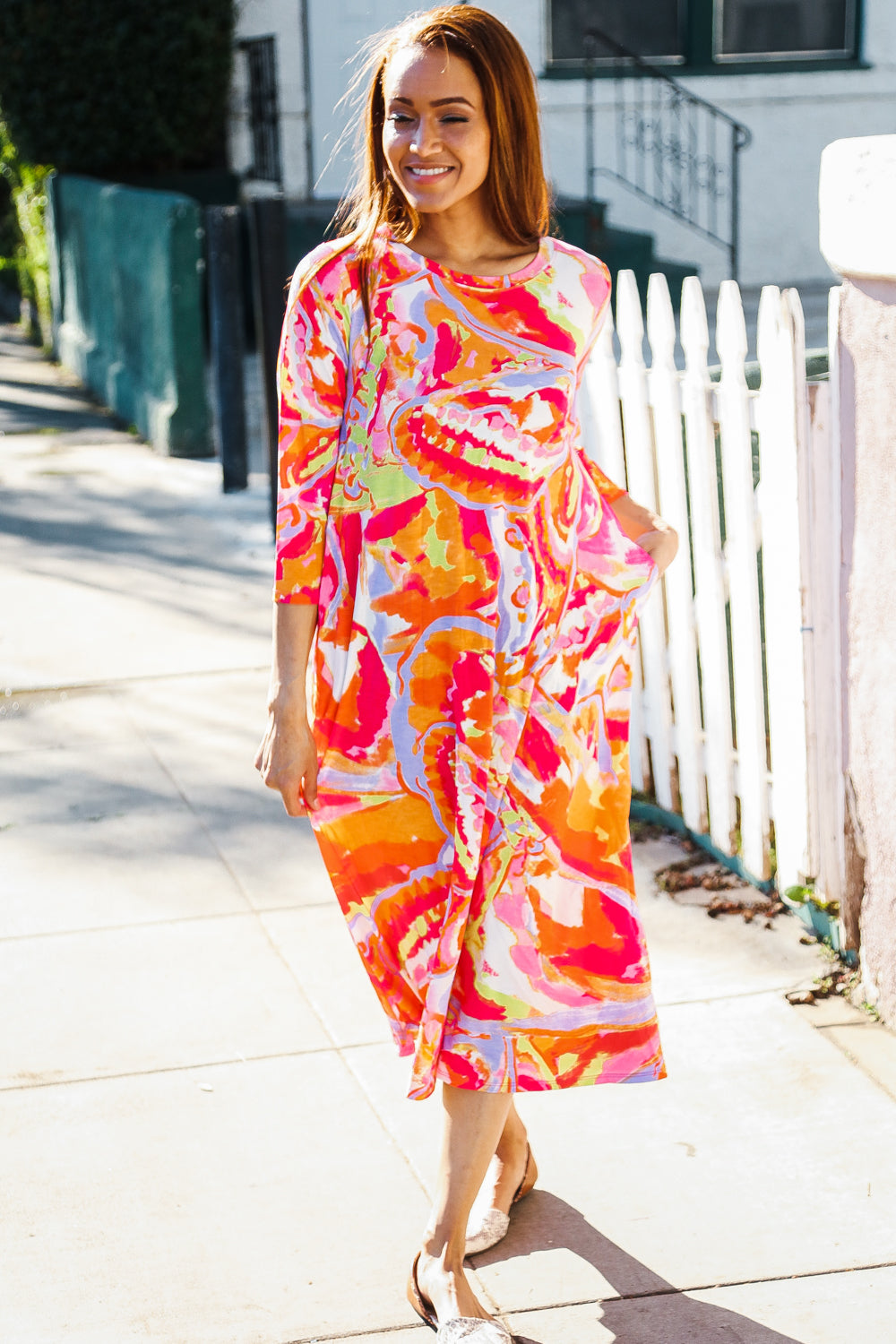 Multi Floral Abstract Print Maxi Dress