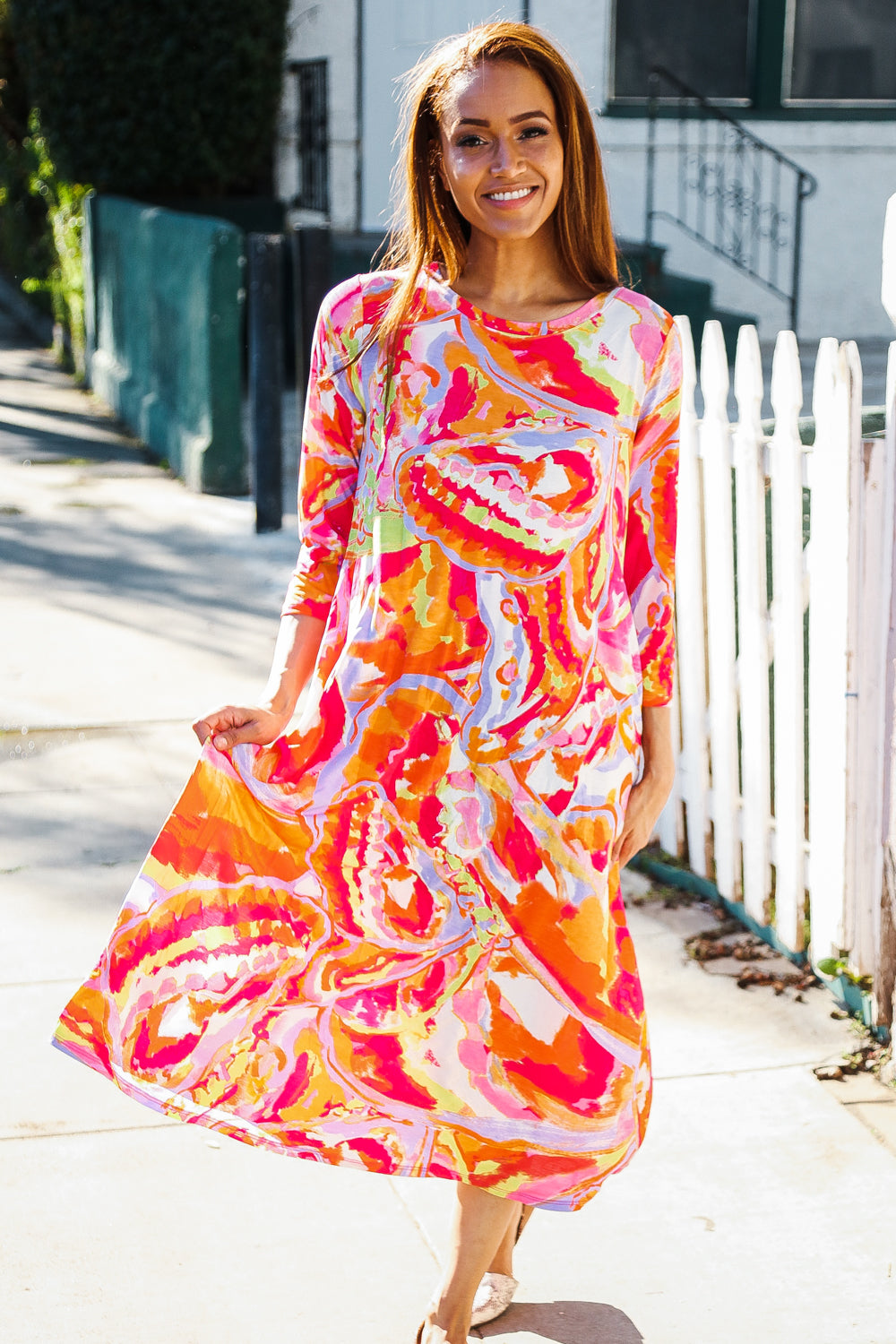 Multi Floral Abstract Print Maxi Dress