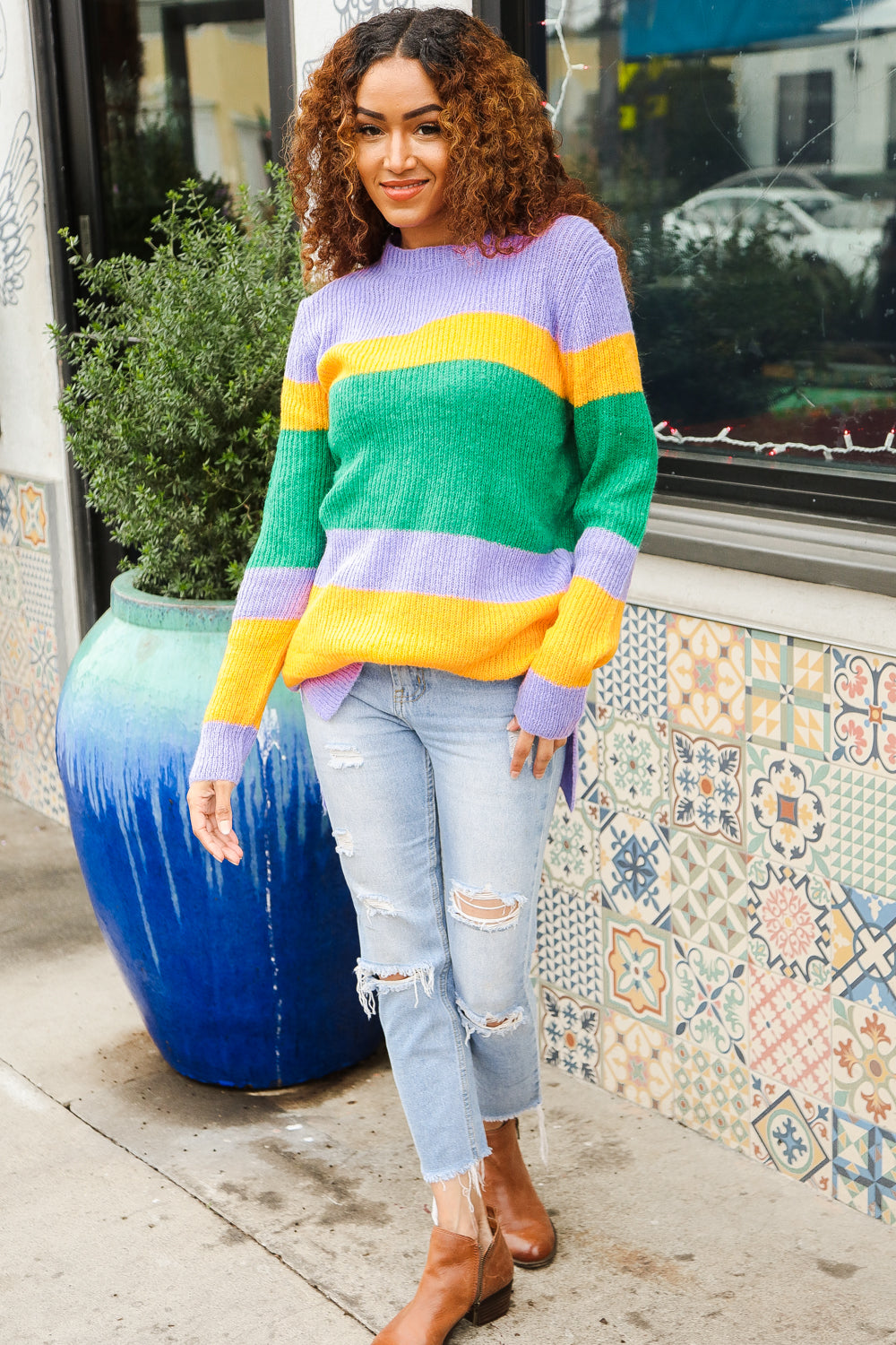 Mardi Gras Multi Stripe Sweater