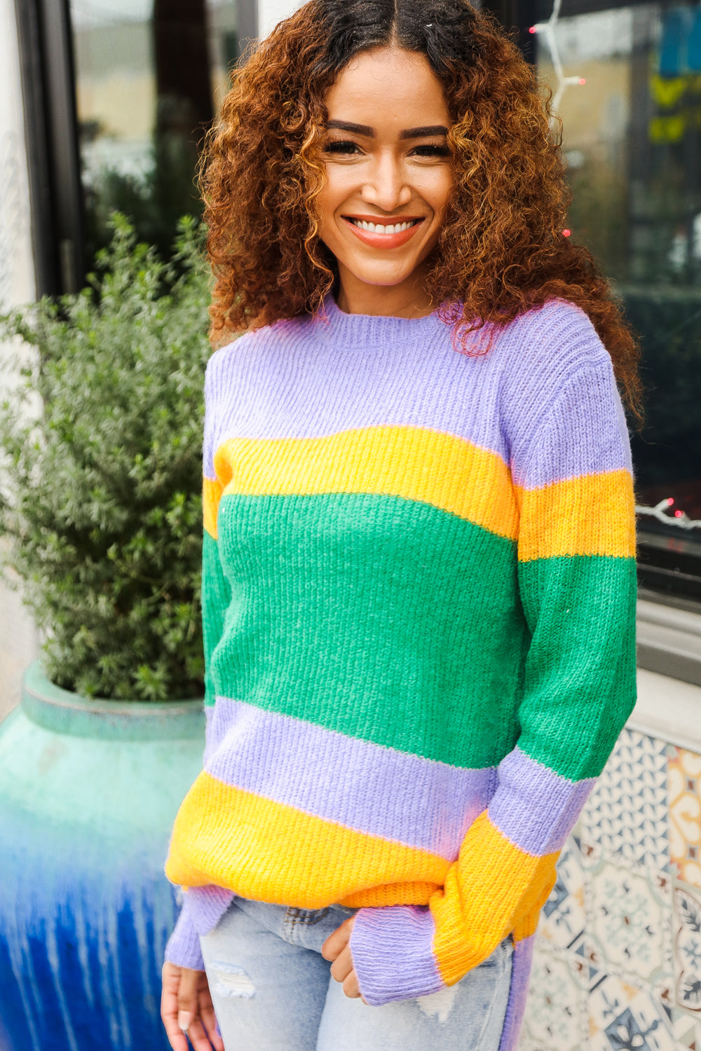 Mardi Gras Multi Stripe Sweater