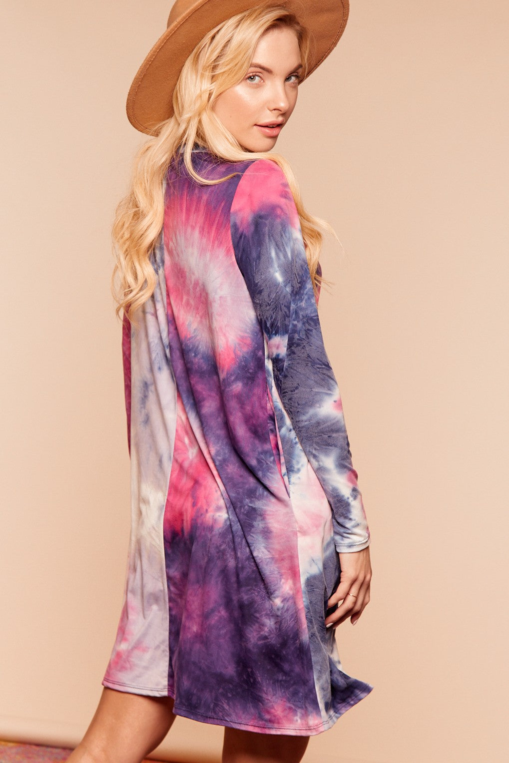 PLUS TIE DYE CRISS CROSS CHOKER TUNIC DRESS