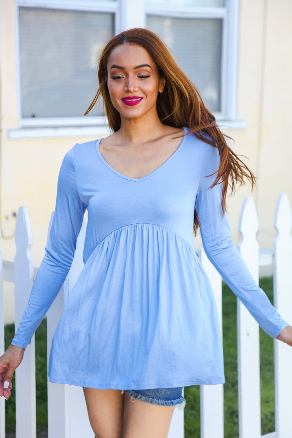 Powder Blue Babydoll Top