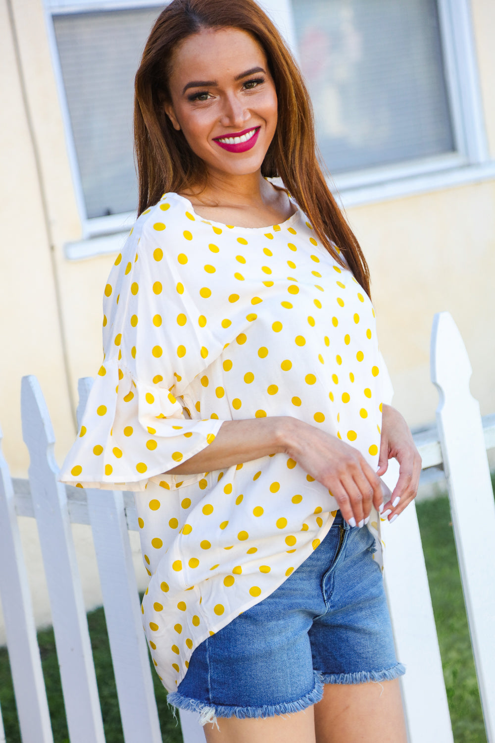 Taupe & Gold Dotted Top