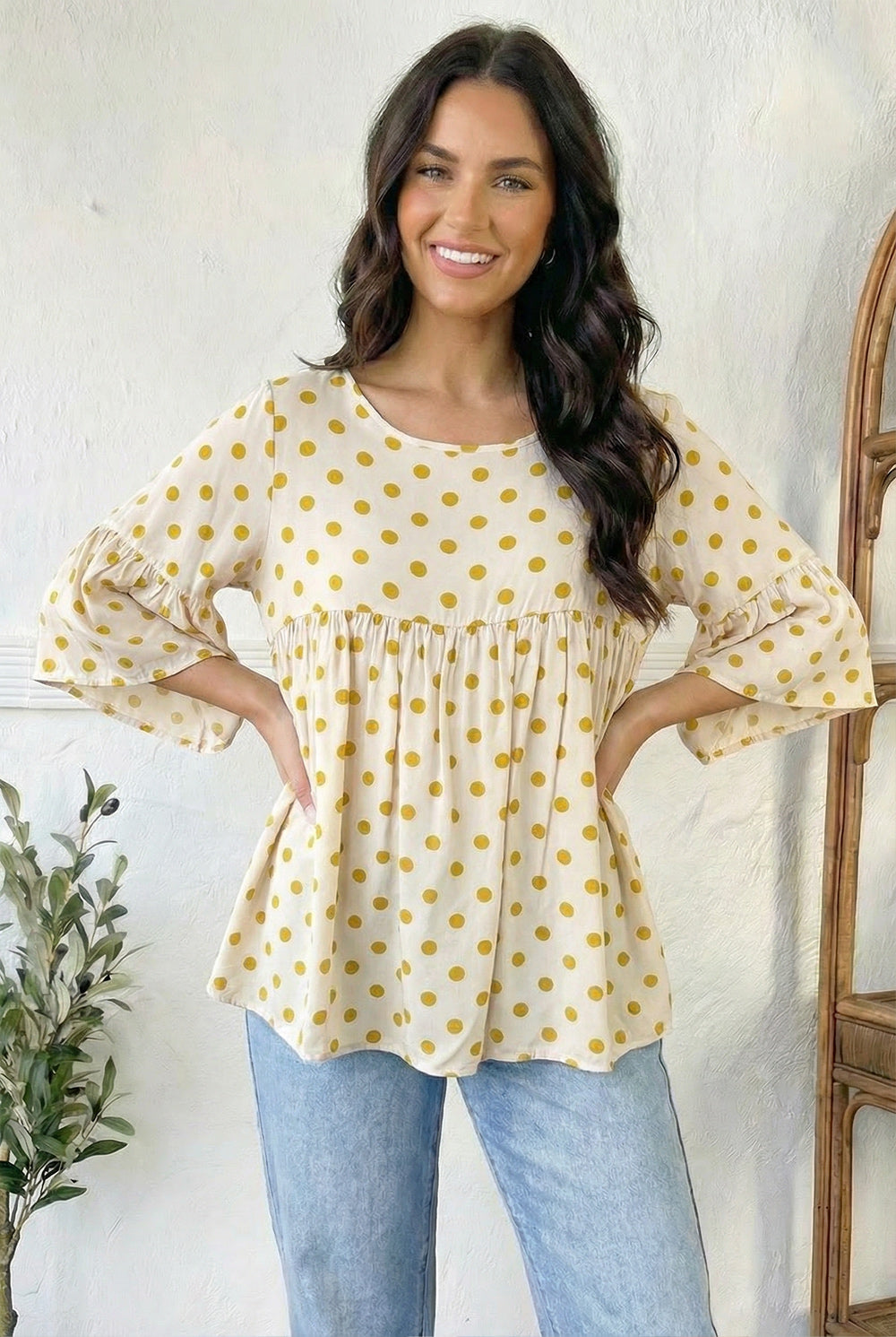 Gold Polkadot Blouse