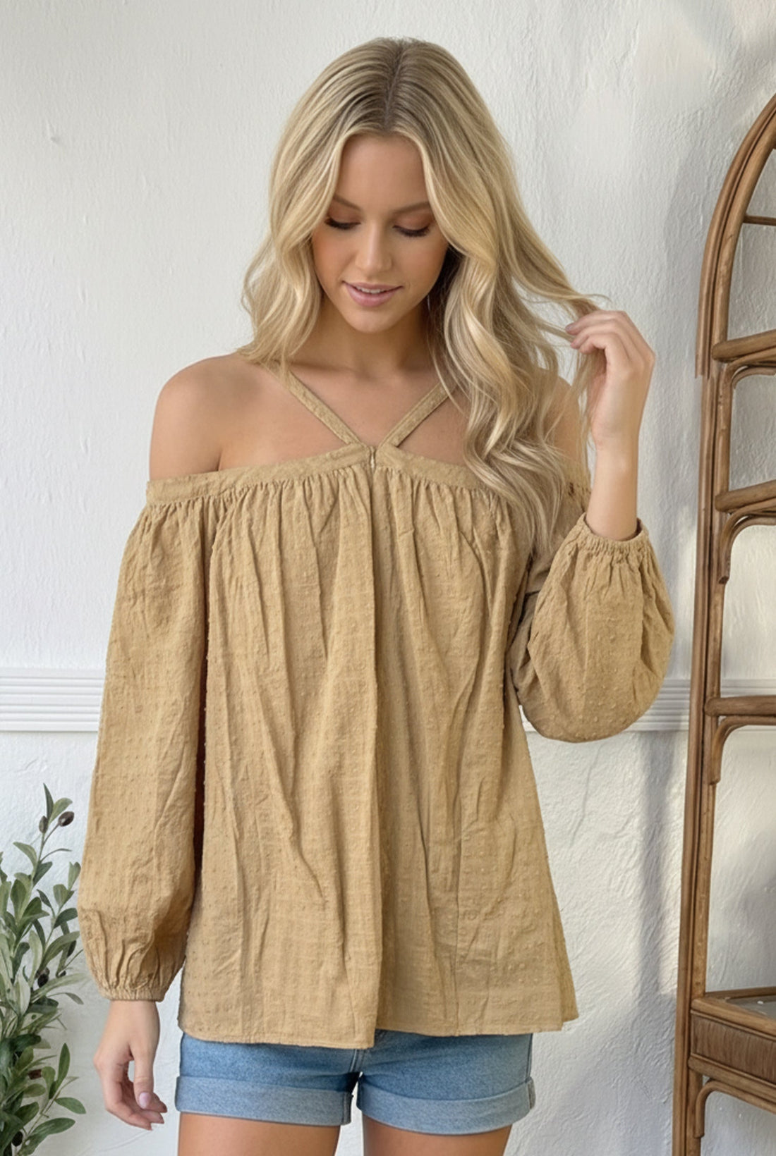 Taupe Textured Blouse