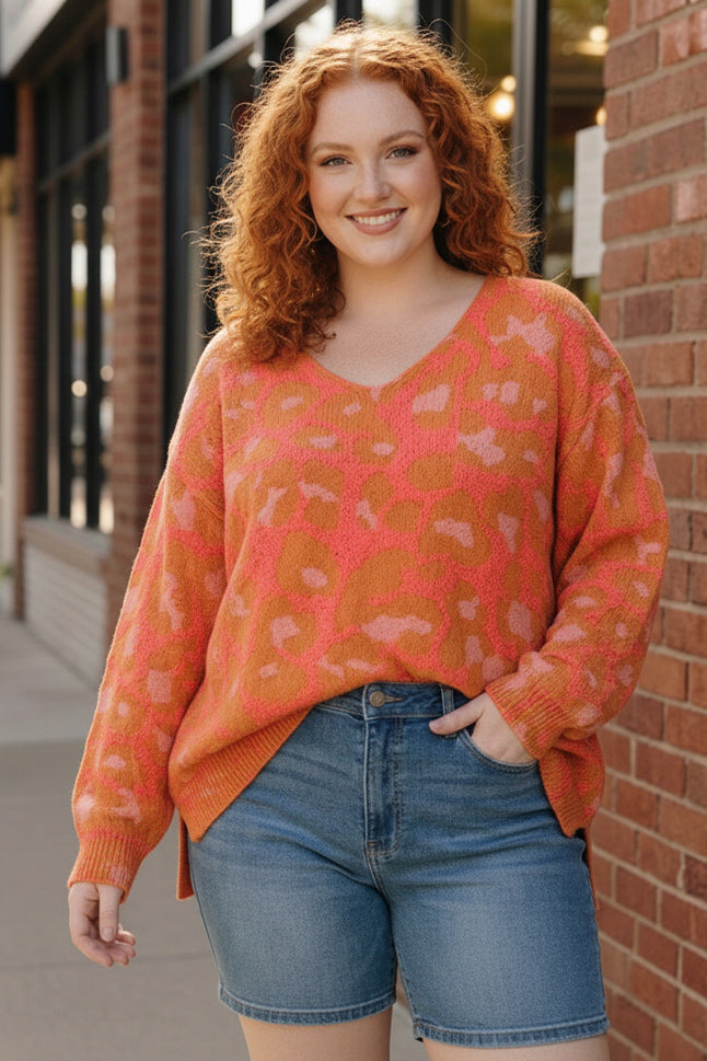 Plus Coral Animal Sweater