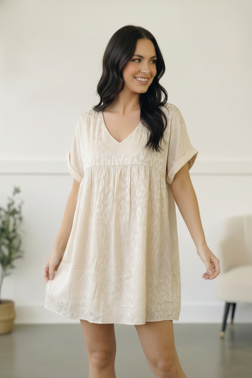 Ivory Animal Woven Lined Dress