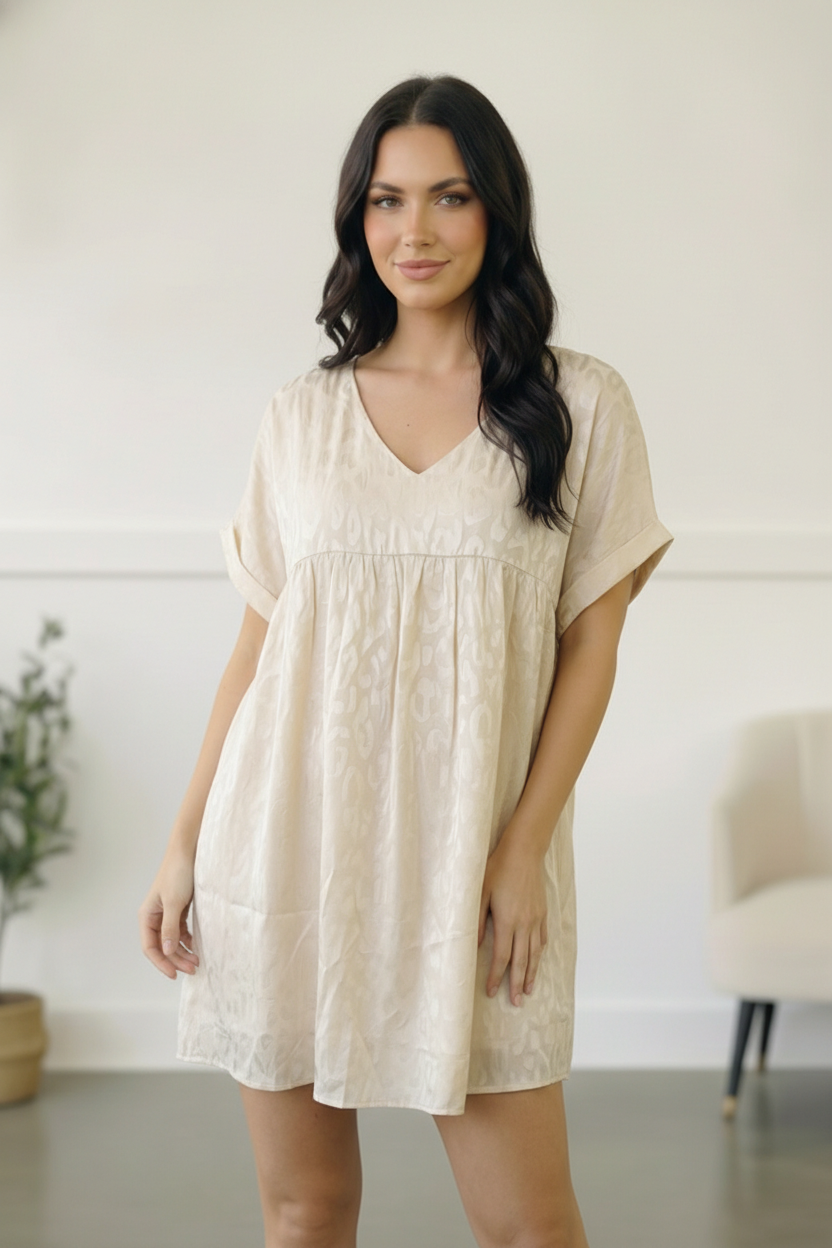 Ivory Animal Woven Lined Dress