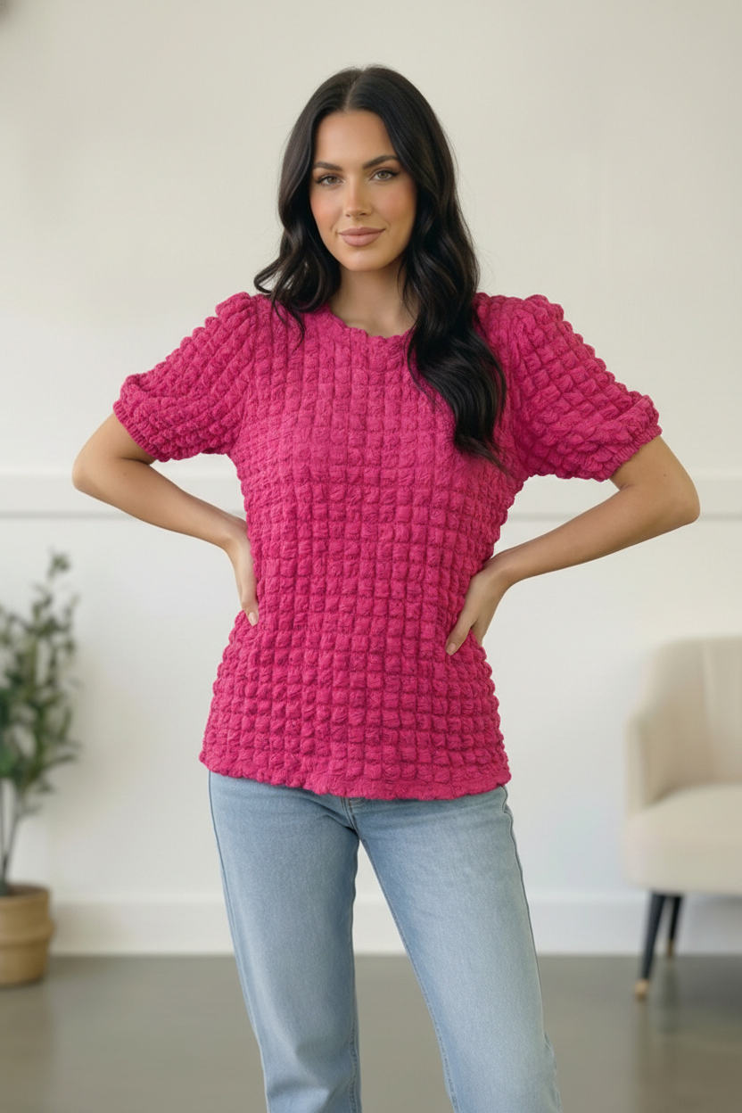 Fuchsia Textured Blouse