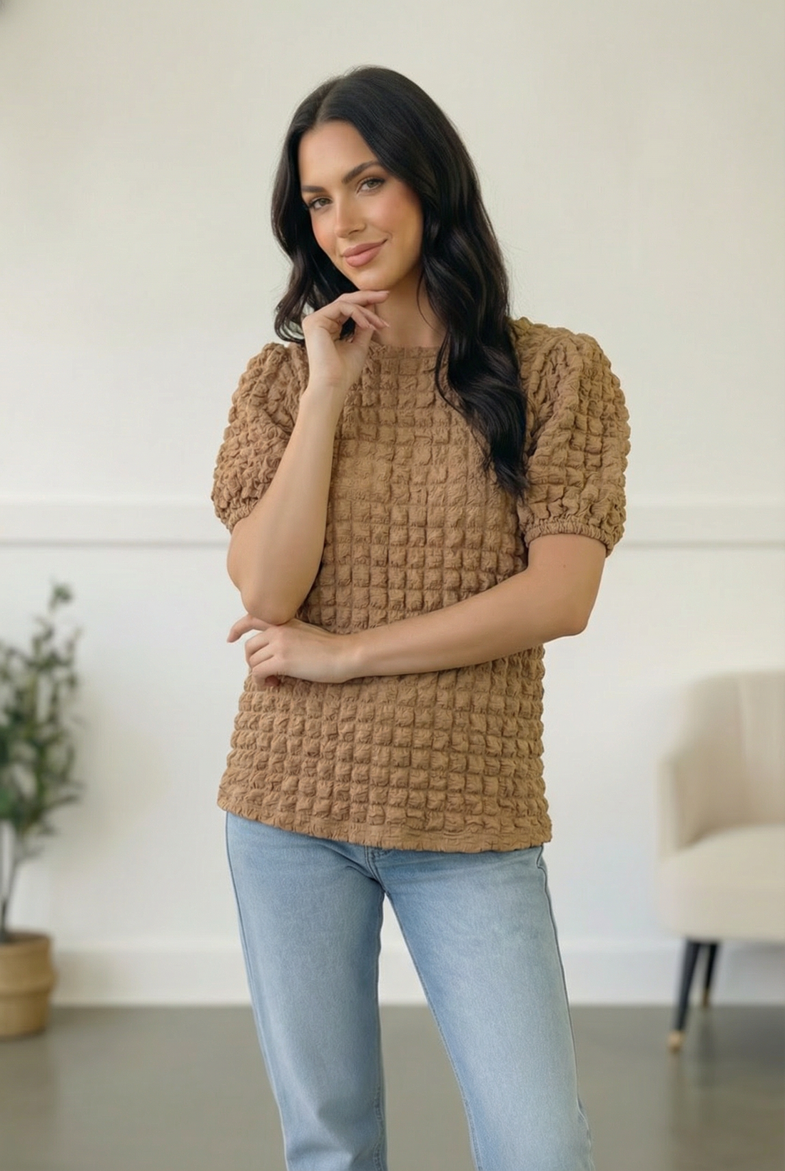 Taupe Textured Blouse