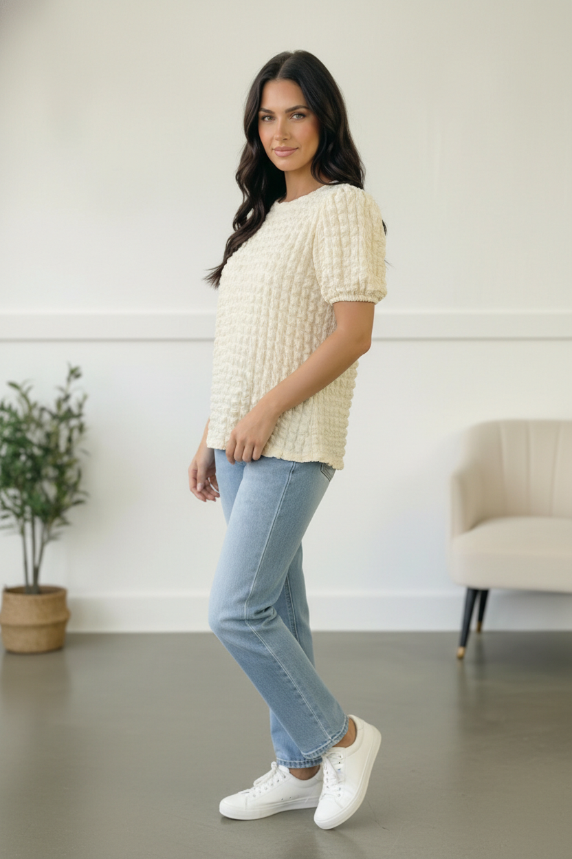 Plus Ivory Textured Blouse