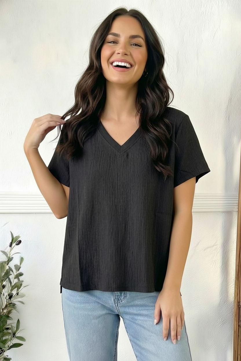 Black Textured Blouse