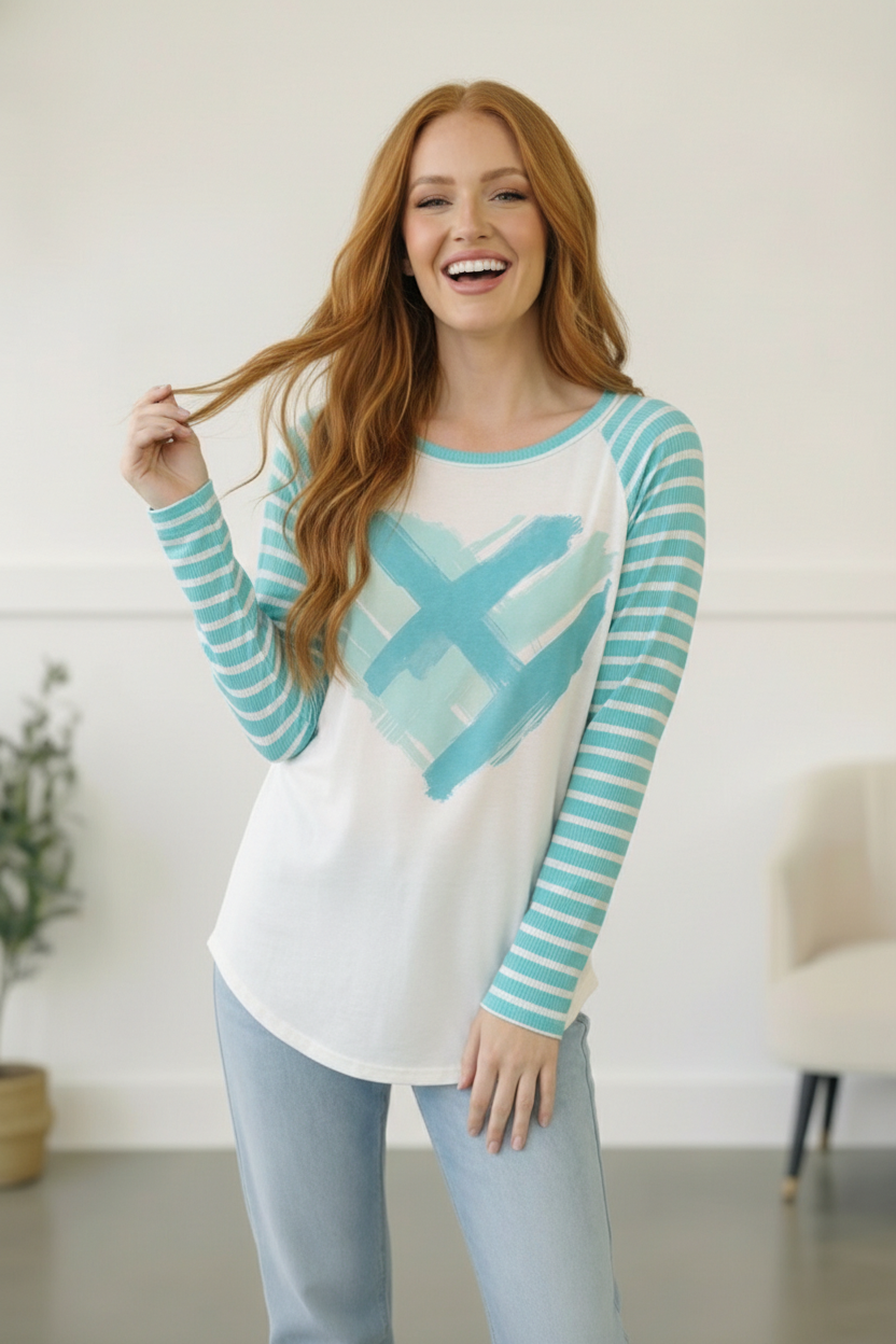 Mint Valentine Raglan Top