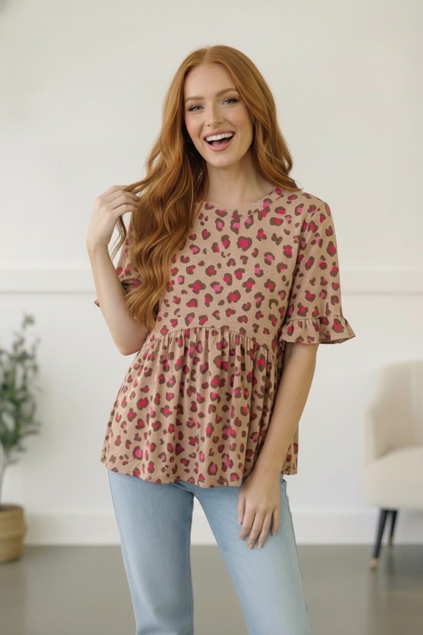 Taupe & Pink Top