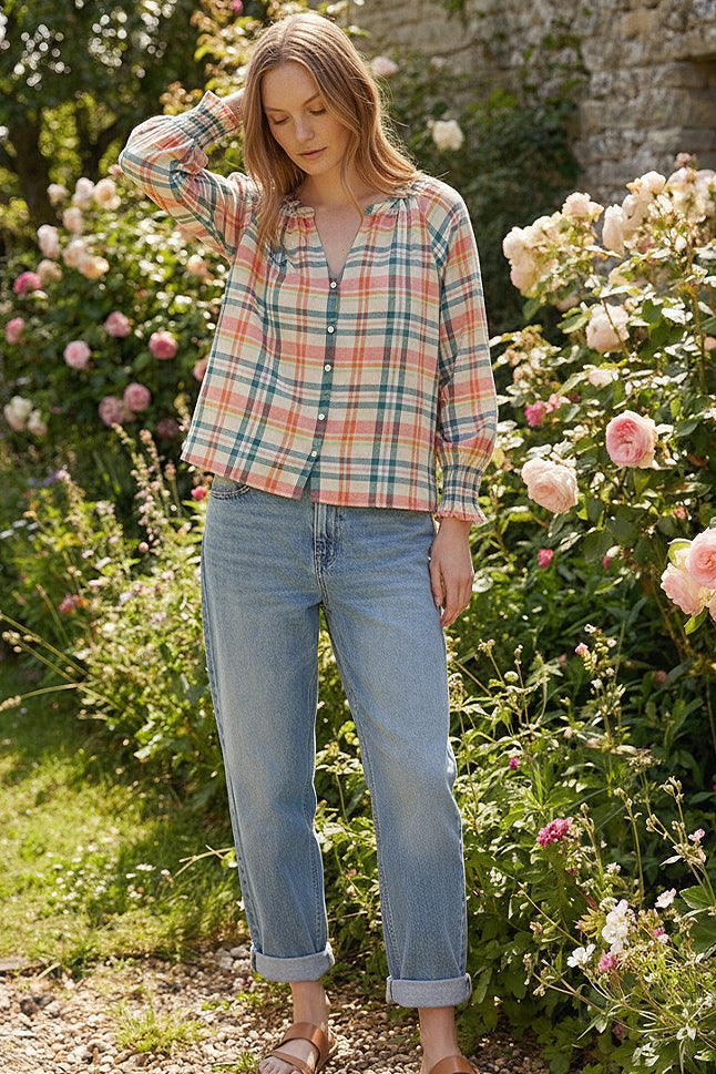 Plaid Multi Cotton Top