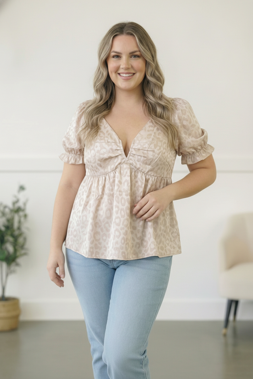 Plus Silver Shimmery Animal Top