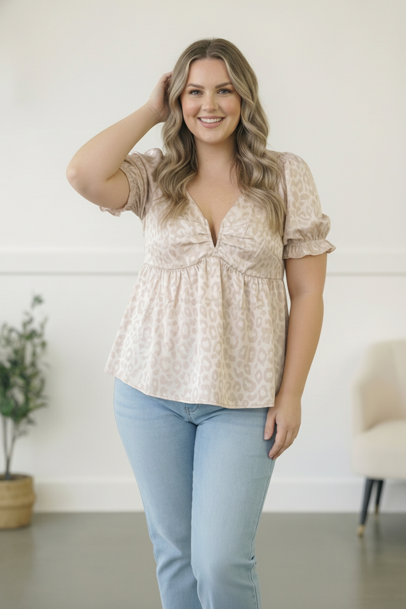 Plus Silver Shimmery Animal Top