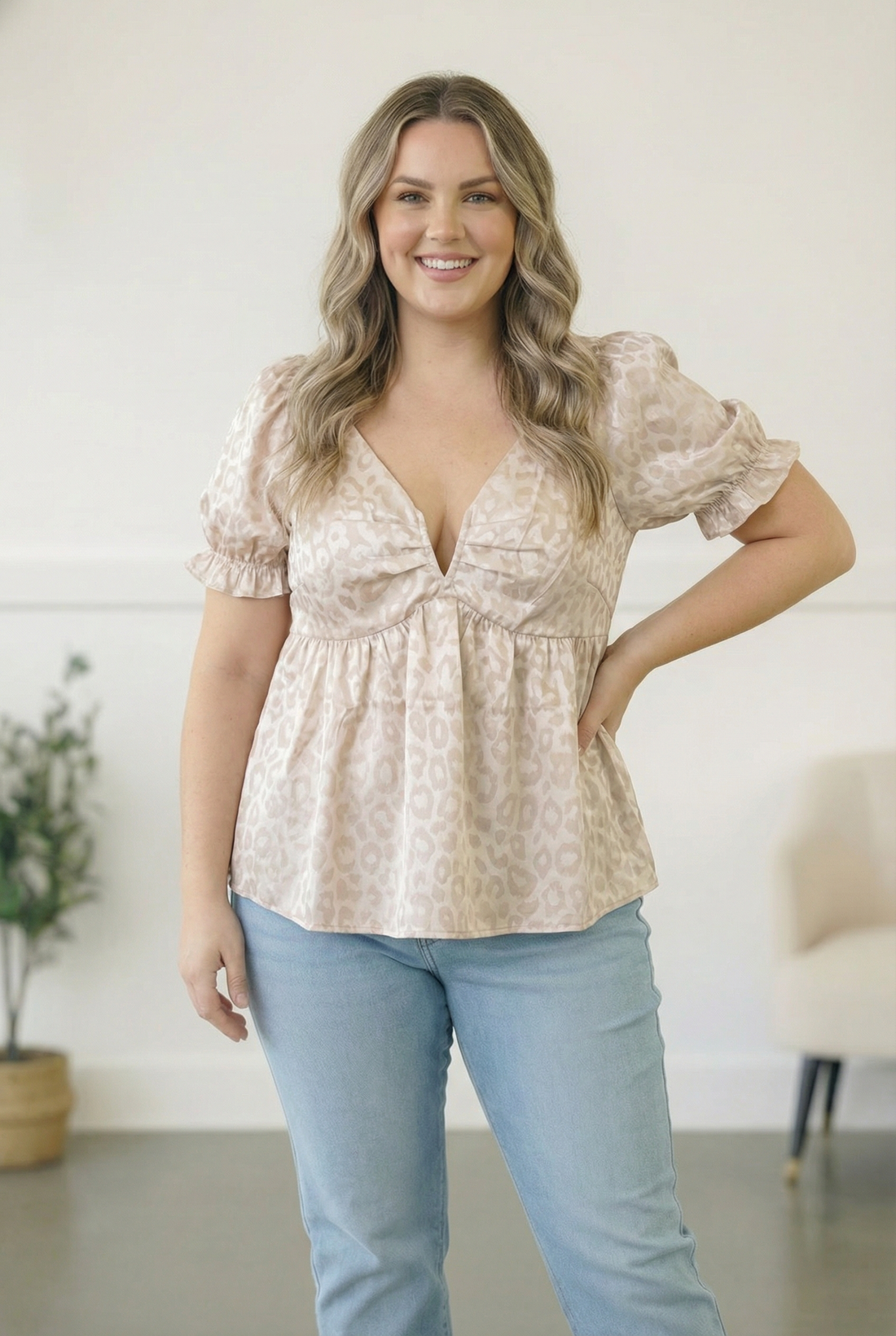 Plus Silver Shimmery Animal Top