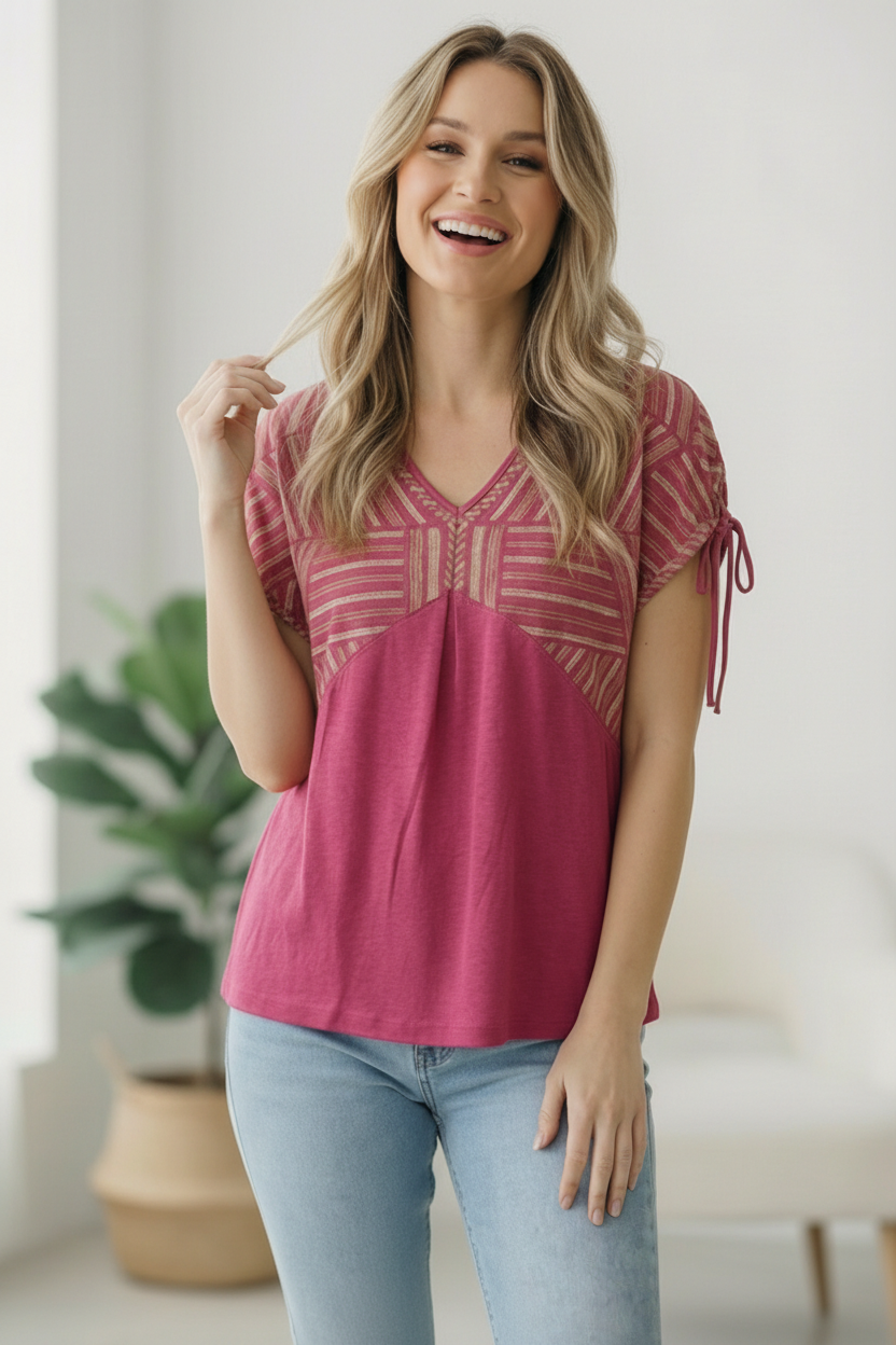 Magenta Embroidered Blouse