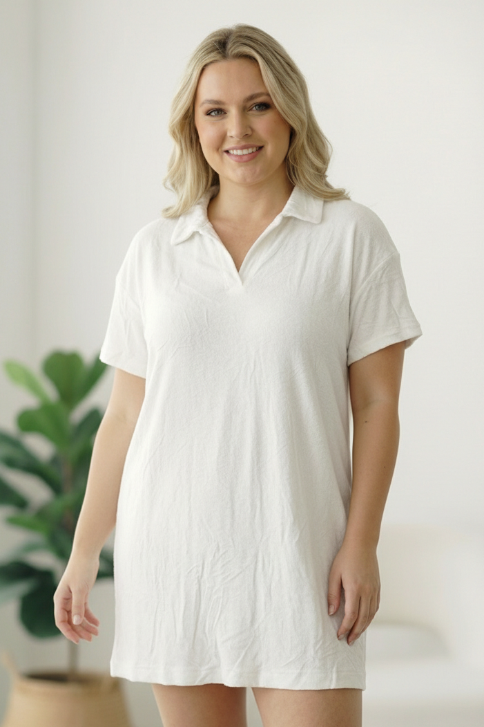 Plus Ivory Textured Dress