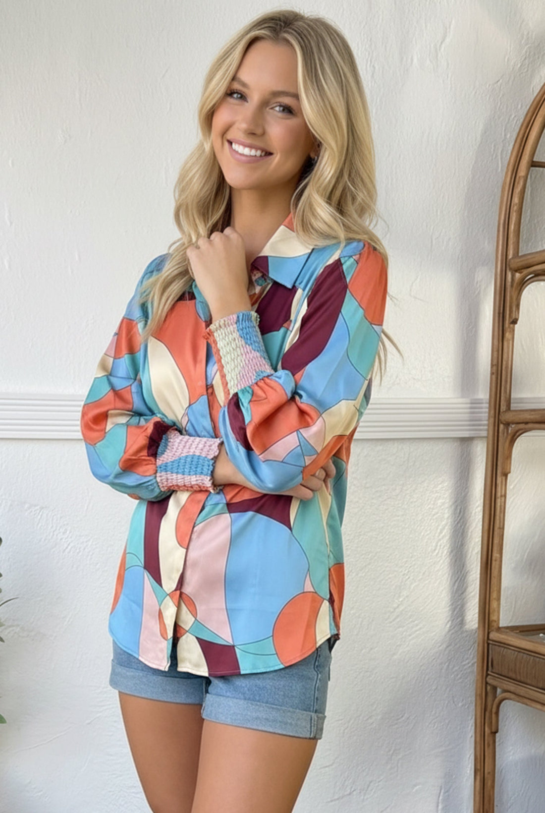 Multi Geo Print Woven Top