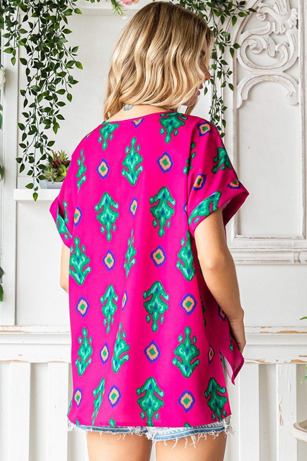 Fuchsia Print Design Top