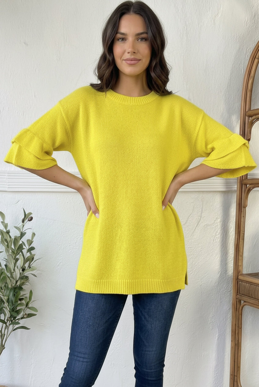 Yellow Layered Sleeve Blouse