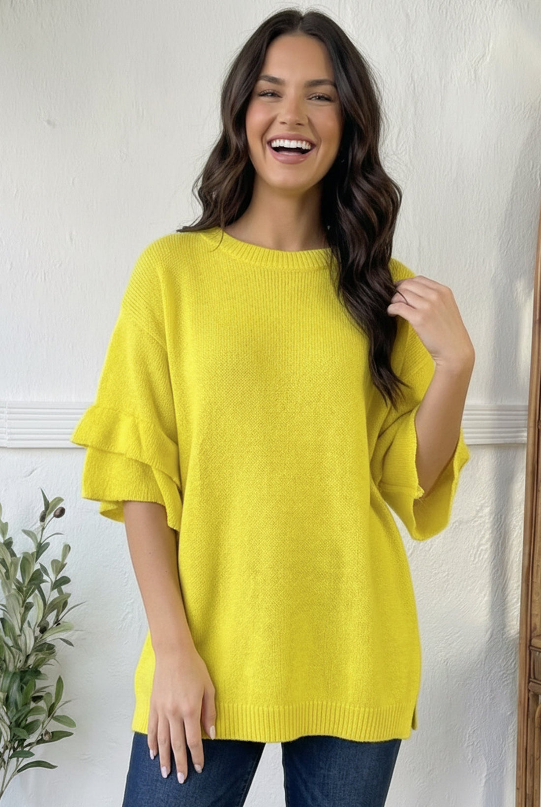 Yellow Layered Sleeve Blouse